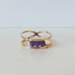 NWT! 14K gold plated ring with purple gem
